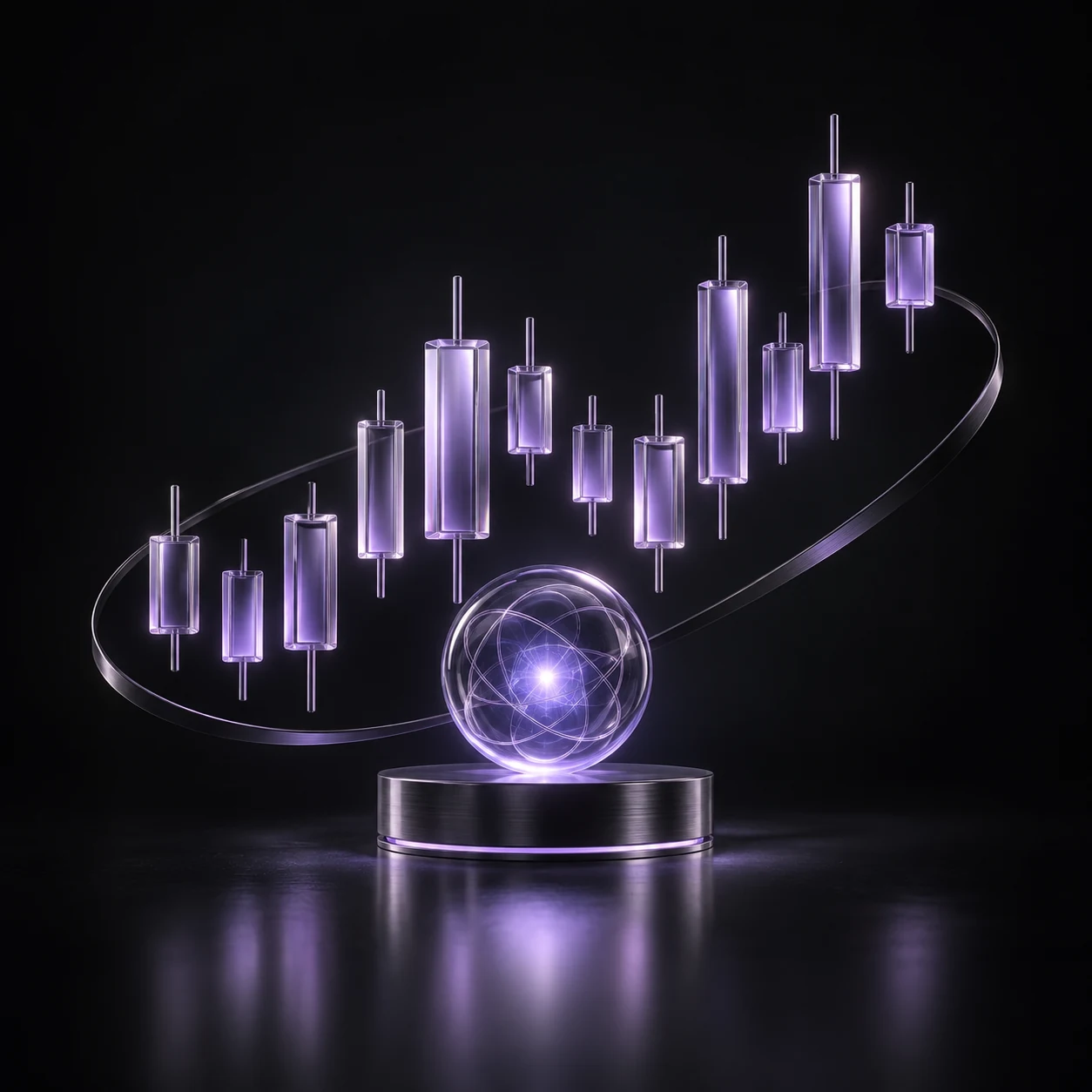 Glass market signals connected to a luminous memory core